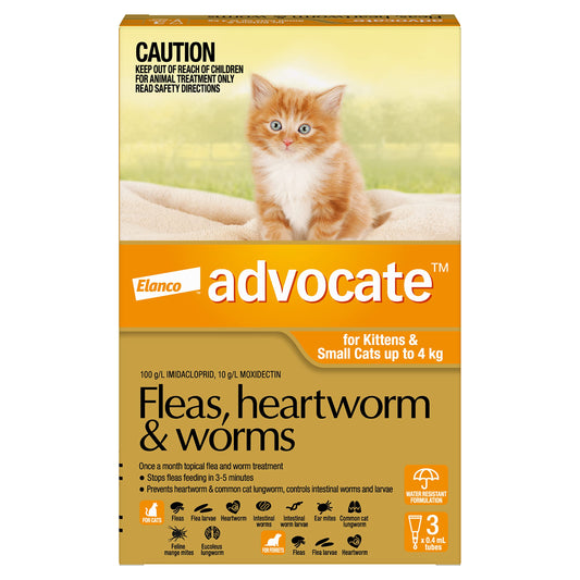 Advocate Fleas, Heartworm & Worms (<4kg)